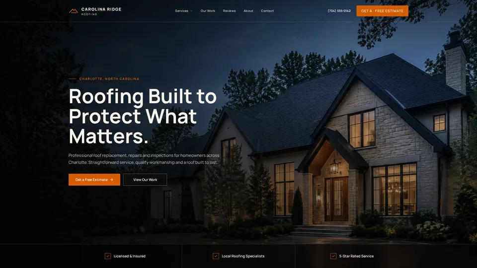 Carolina Ridge Roofing roofing website design