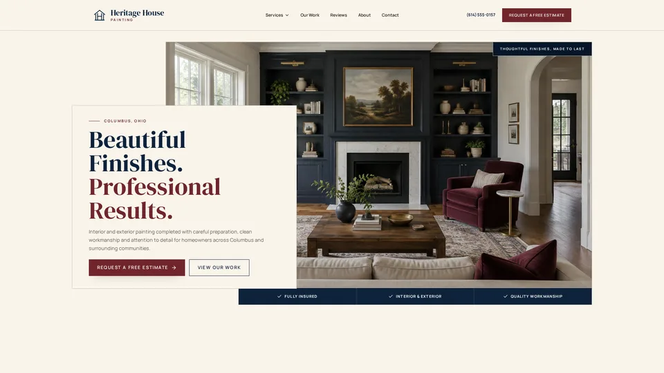Heritage House Painting painting website design