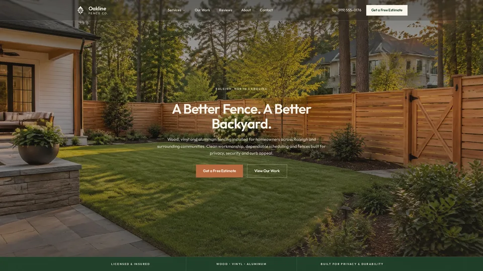 Oakline Fence Co. fencing website design