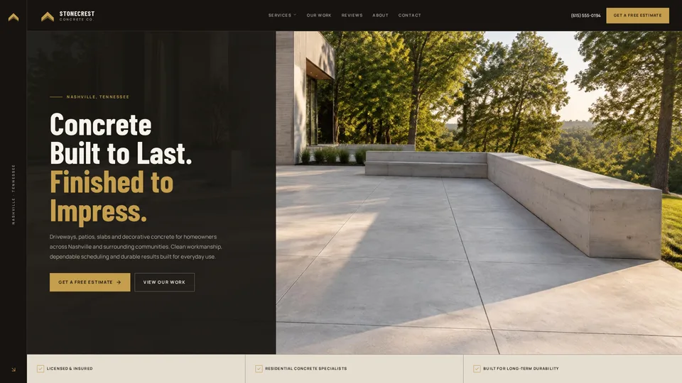 Stonecrest Concrete Co. concrete website design